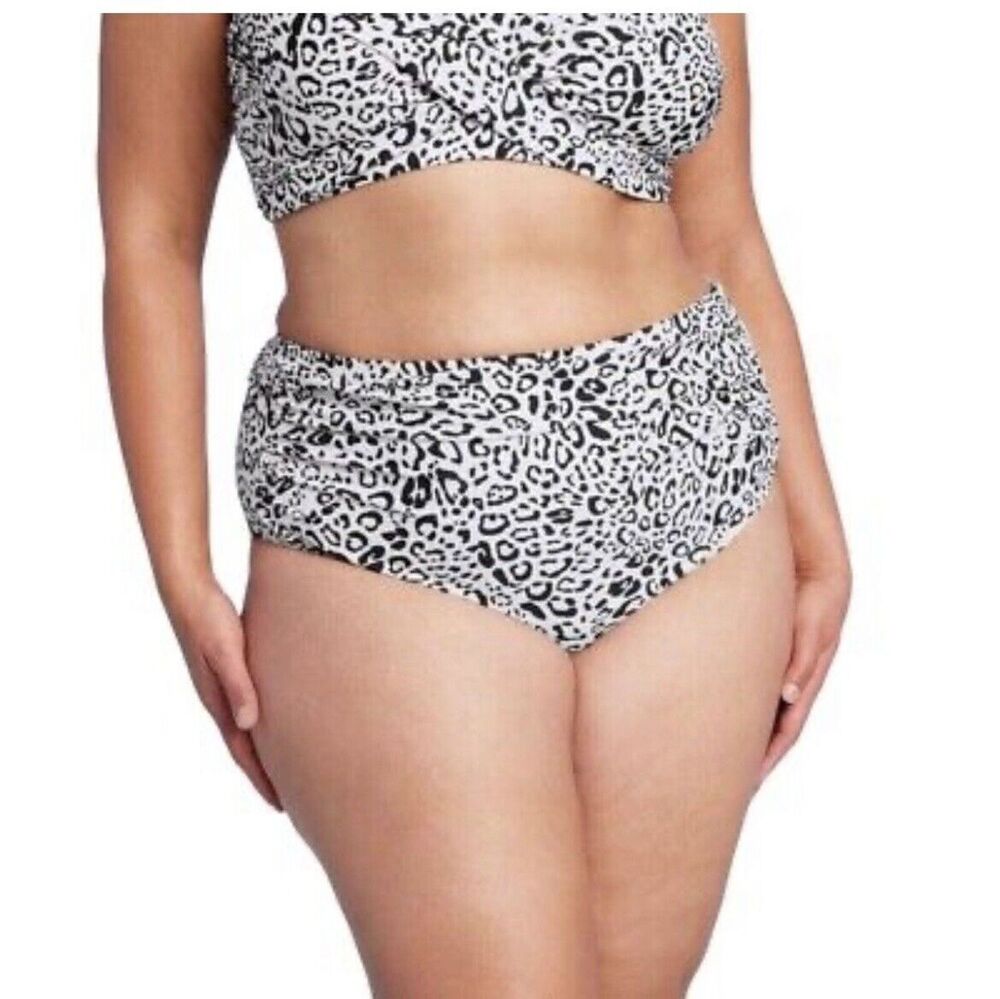 Kona Sol Bikini Bottom Women's X Neutral Leopard Print High Waist Full Coverage